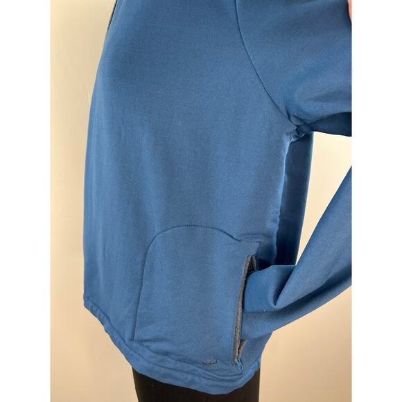 Woolrich Blue Long Sleeve Mock Neck Bur Basin Merino Wool Cardigan Sweater  L - Picture 3 of 9